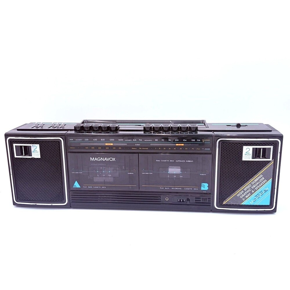 Magnavox D8167 Super Tandem Vintage Boombox Dubbing Cassette AM FM Radio